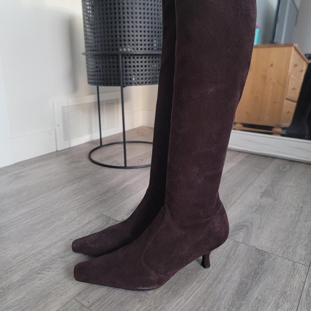 Stuart Weitzman knee high suede stretch boots